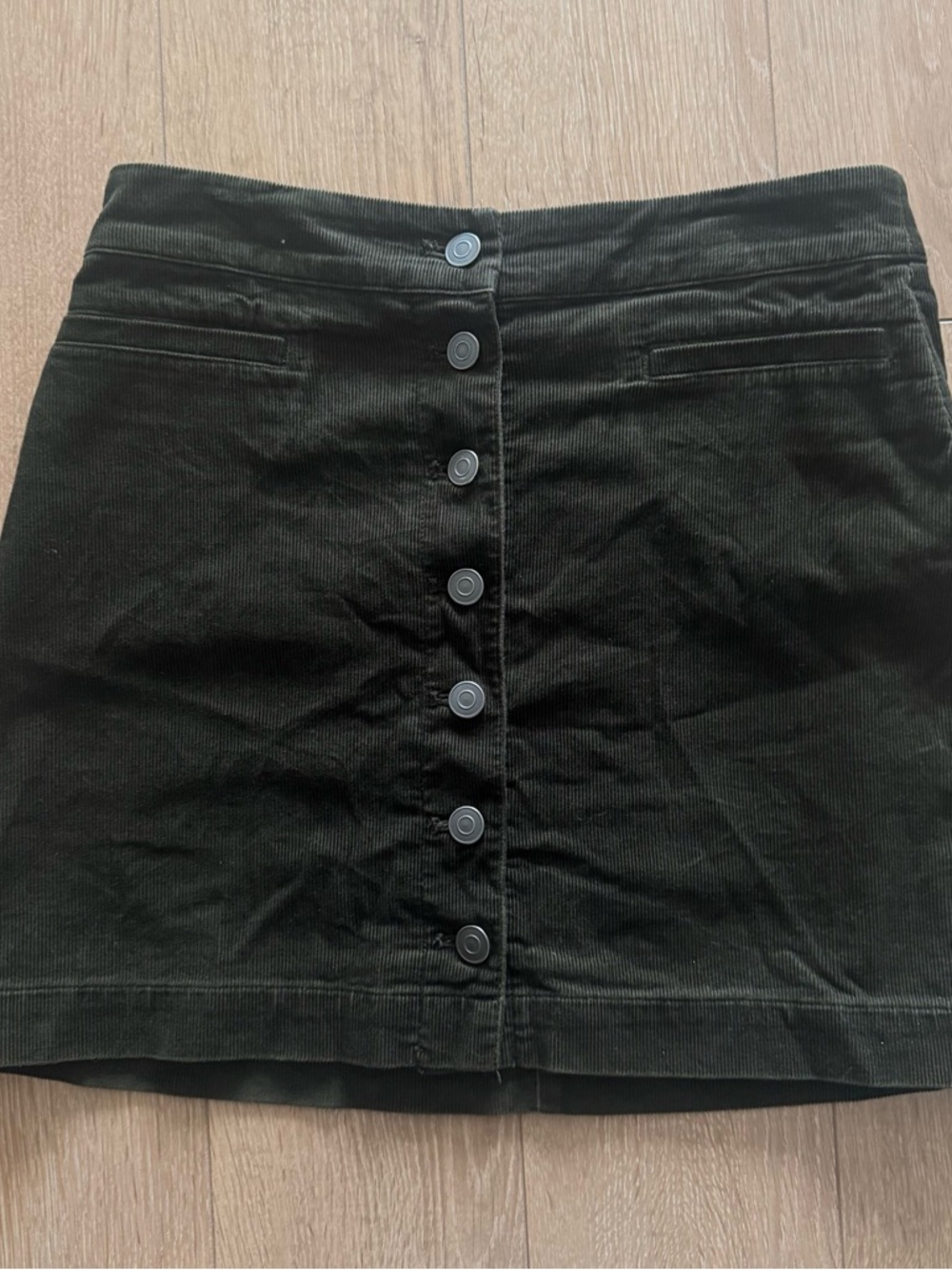 Wilfred Button-Front Corduroy Mini Skirt - Dark Green